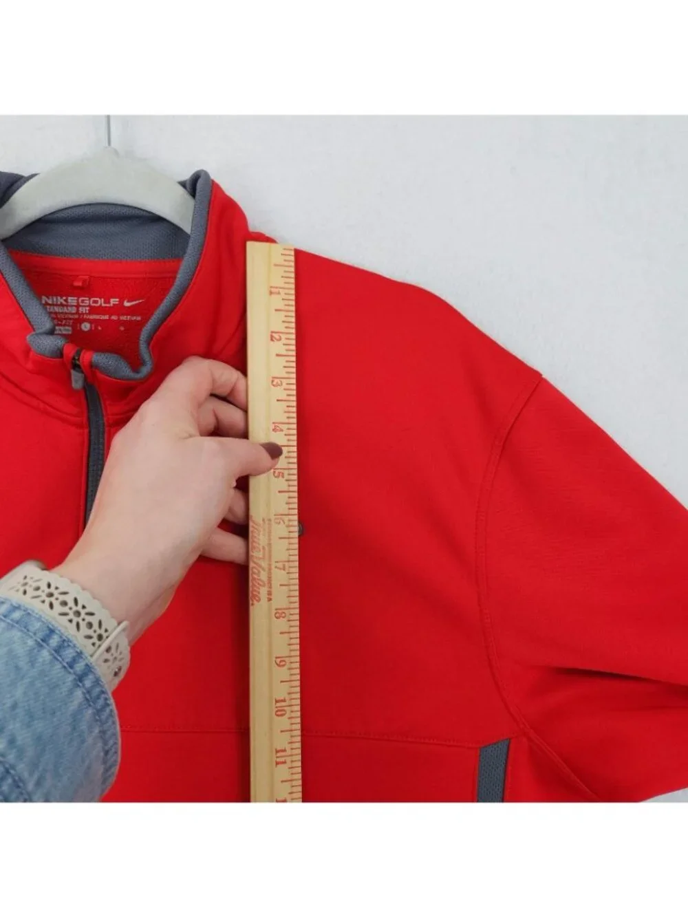 Nike Sweater Mens Large Red Therma-FIT 1/4 Zip Fleece Mock Neck Golf Pullover